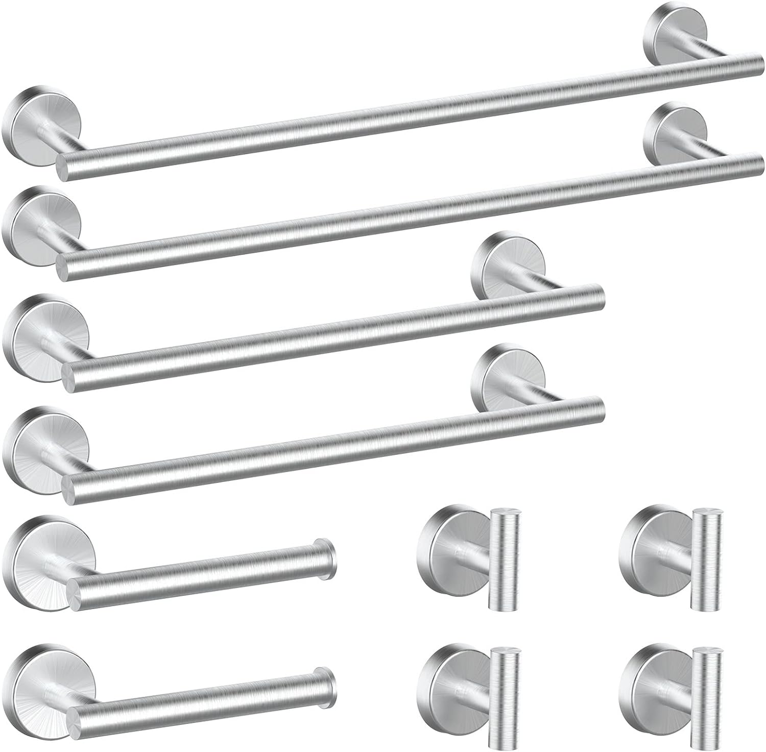 10-Pieces Bathroom Hardware Set. Includes 24 Inch Towel Racks for Bathroom Wall Mounted. Toilet Paper Holder. Towel Hooks for Bathrooms. Towel Rings for Bathroom Wall (Matte Black)