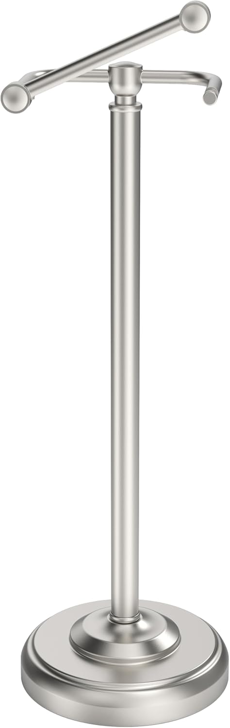 Toilet Paper Holder Stand. Brushed Nickel Toilet Paper Holder Free Standing. Post Pivoting Design & Stable Weighted Base SUS304 Stainless Steel for Bathroom(Mega Roll)