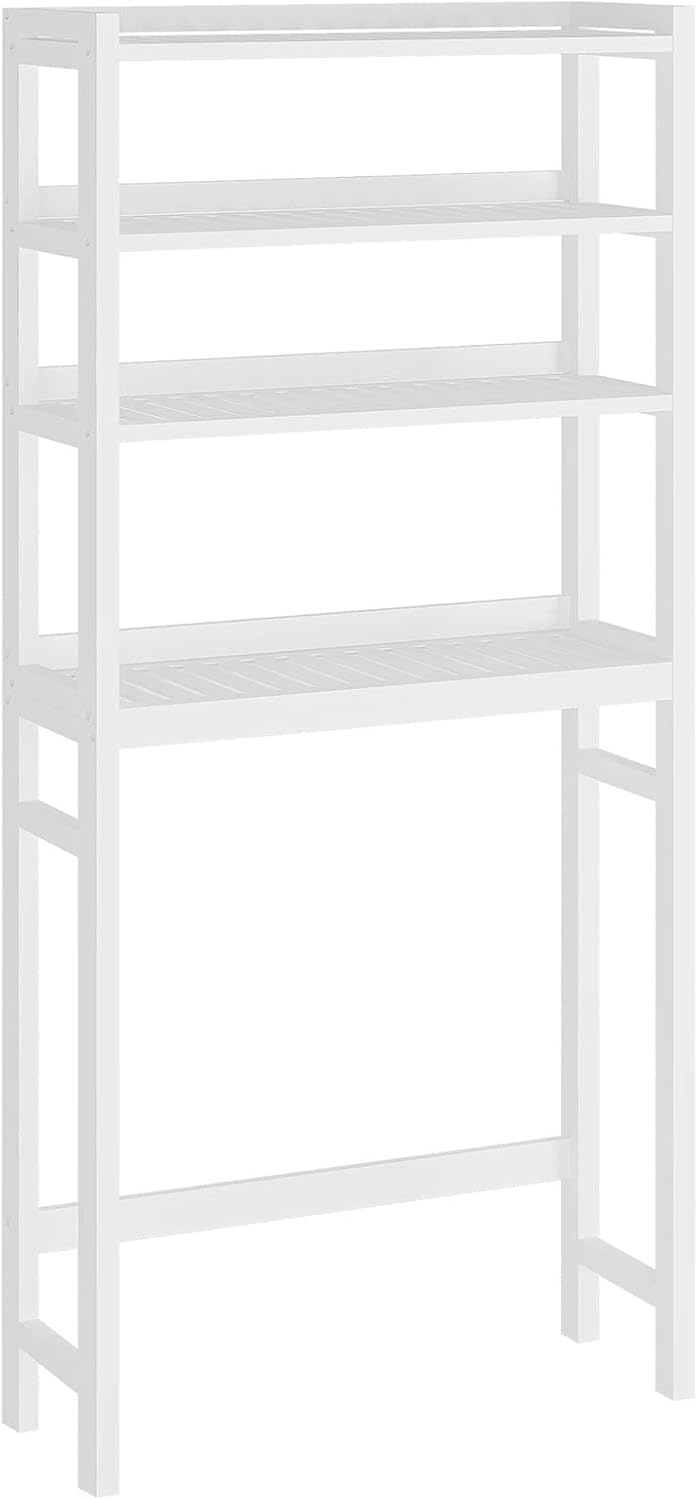 HOOBRO Over The Toilet Storage Shelf. 4 Tier Over Toilet Bathroom Organizer. 23.6 L x 9.4 W x 65.7 H. Space-Saving. Stable. Easy Assembly. for Bathroom. Laundry. Restroom. White WT04TS01G1