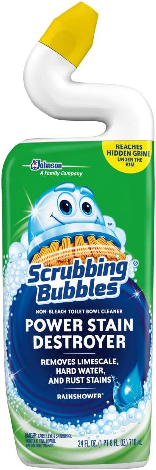 Scrubbing Bubbles Toilet Bowl Cleaning Gel. Non-Bleach Bathroom Cleaner. Gets Rid of Limescale and Hard Water + Rust Stains. Rainshower Scent. 24oz