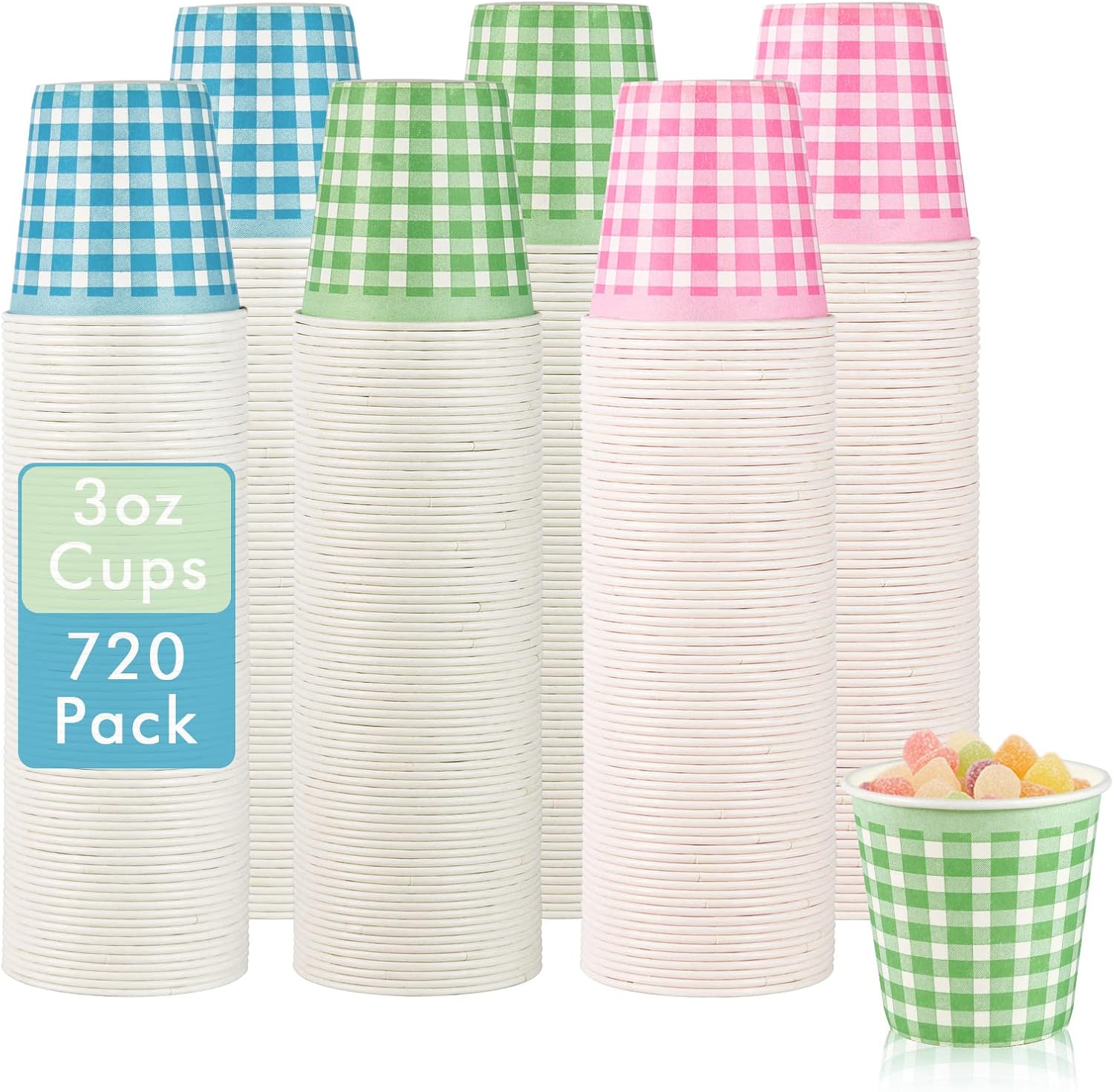 LITOPAK 720 Pack 3 oz Paper Cups. Colorful Disposable Bathroom Cups. Small Mouthwash Cups. Mini Snack Cups. and Disposable Paper Cups for Home. Bathroom. Picnic. Party. and Events.