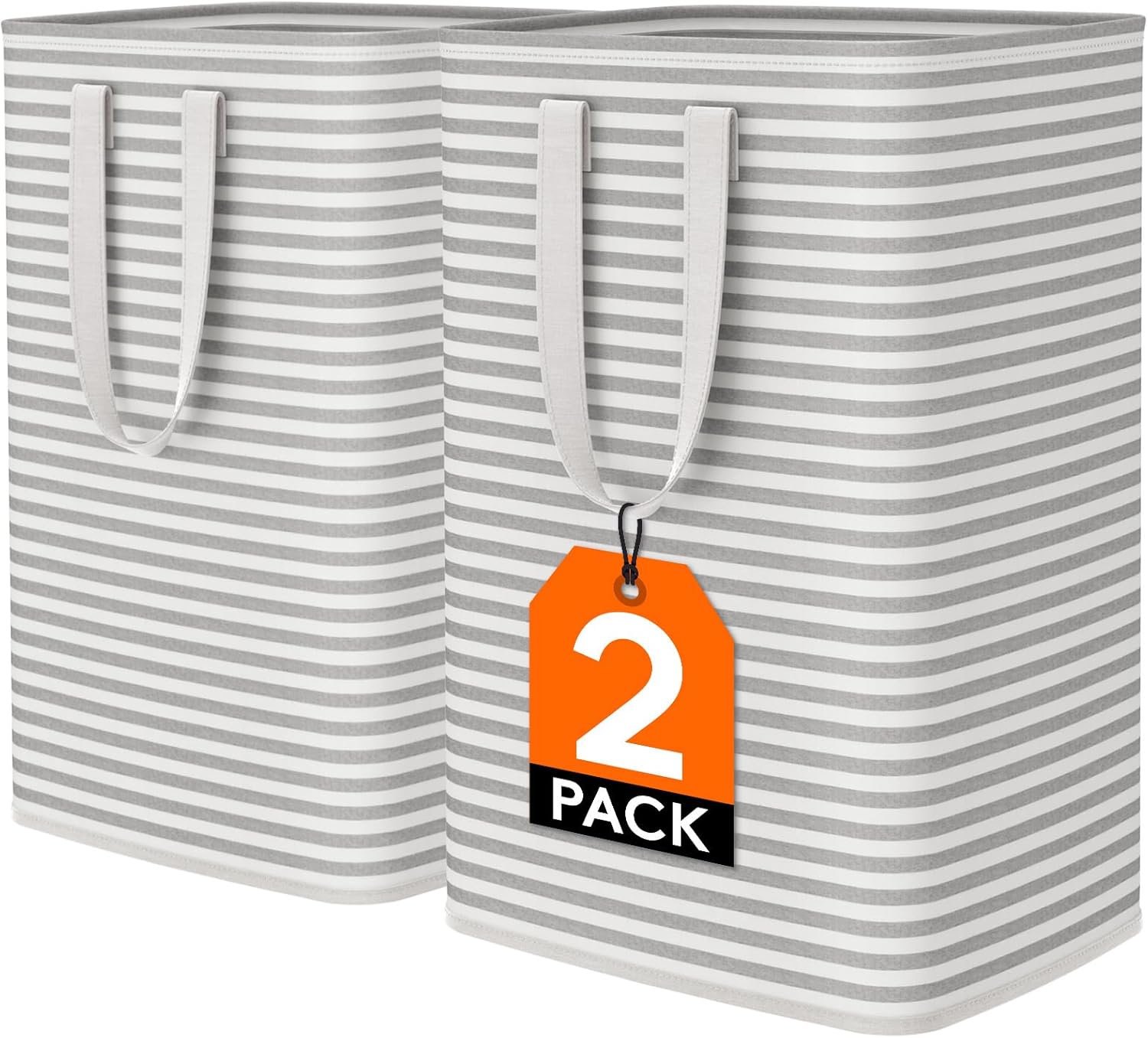Lifewit 2 Pack Laundry Hamper Large Collapsible Laundry Baskets. Freestanding Waterproof Clothes Hamper with Easy Carry Handles in Laundry Room Bedroom Bathroom College Dorm for Adults. Grey. 2 x 80L
