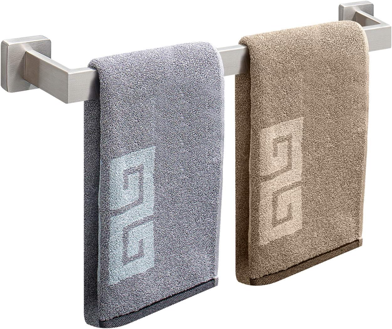 NearMoon Bathroom Towel Bar. Bath Accessories Premium Thicken Stainless Steel Square Shower Towel Rack for Bathroom. Towel Holder Wall Mounted (1 Pack. Brushed Nickel. 24 Inch)